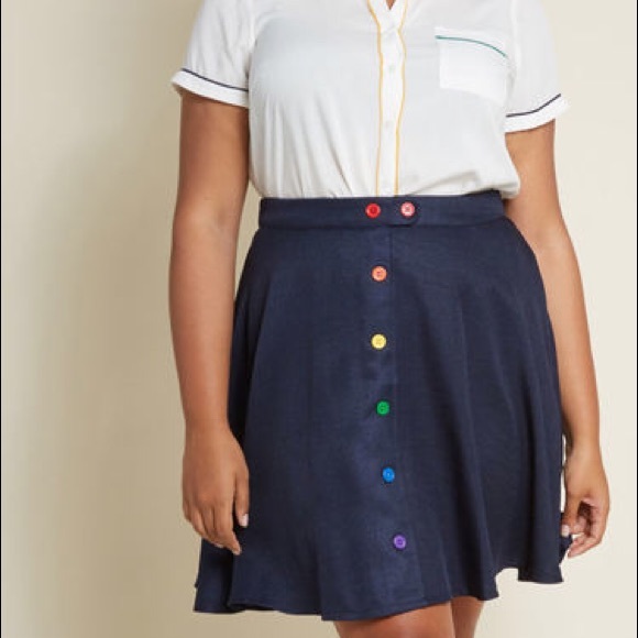 rainbow button up skirt